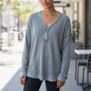 White Birch Waffle Knit Seafoam Long-Sleeved Top Women's Size 1X NWT